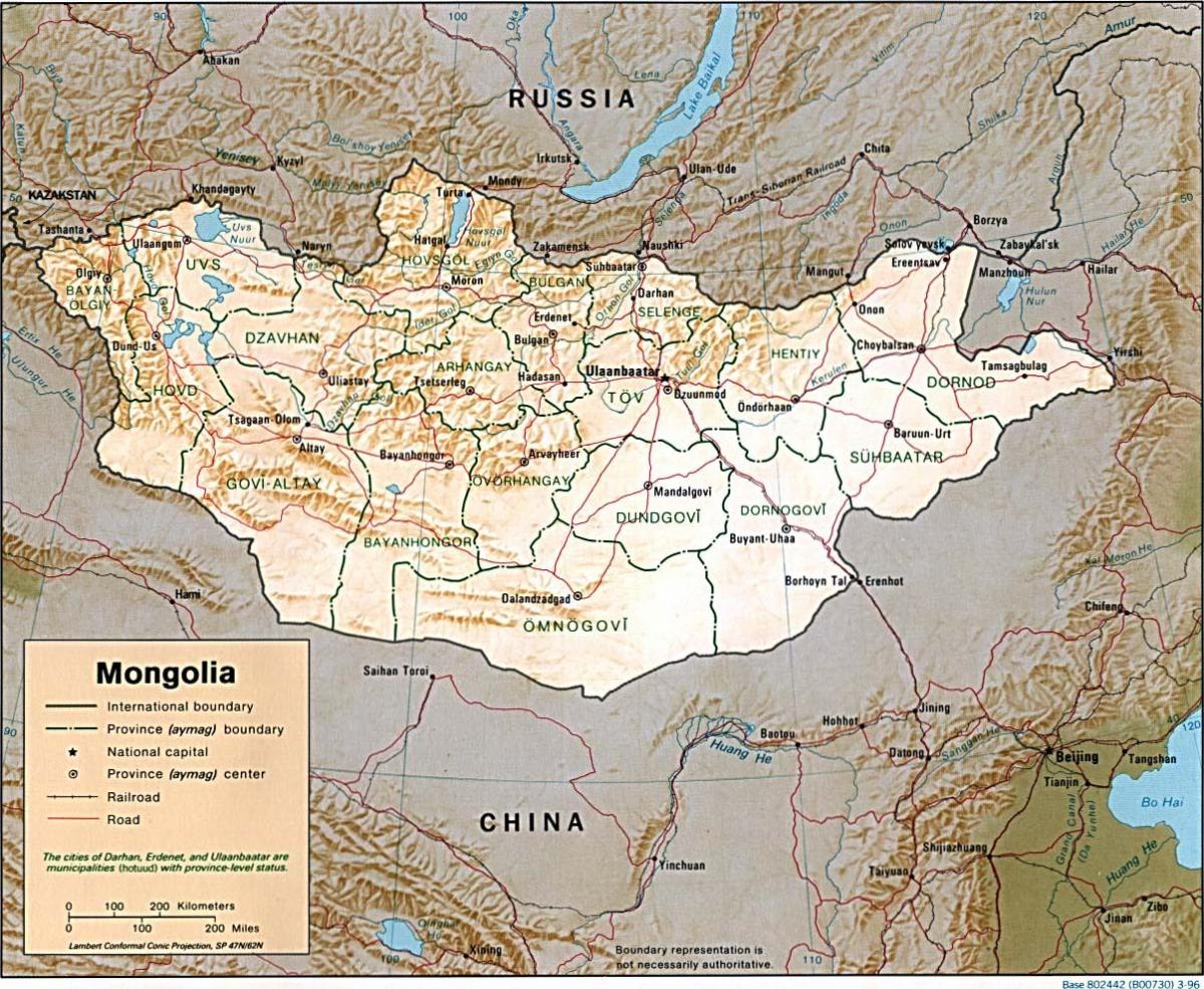 منغوليا الجغرافية خريطة