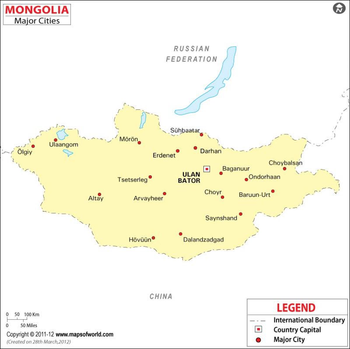 منغوليا خريطة المدن