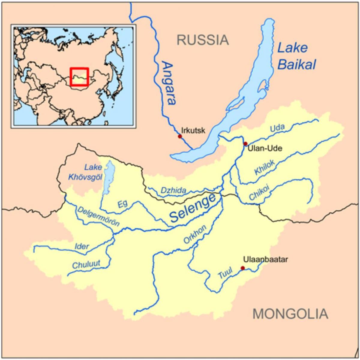 خريطة نهر منغوليا