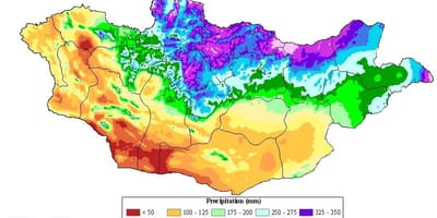 خريطة منغوليا الكثافة السكانية