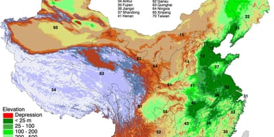 خريطة منغوليا الارتفاع