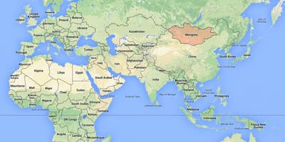 خريطة العالم تظهر منغوليا